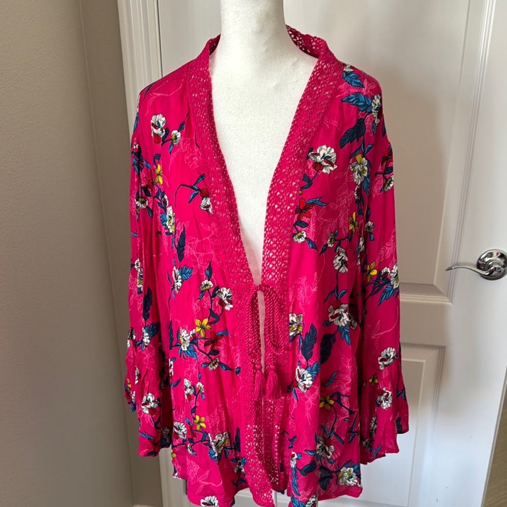 Floral Pink Kimono Cardigan